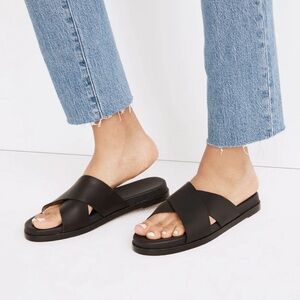 Brand new Madewell Black leather Slides